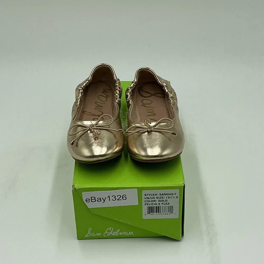 Sam Edelman Felicia S Flex Ballet Flats Girls US 13 Gold Slip On Shoes Ebay1326
